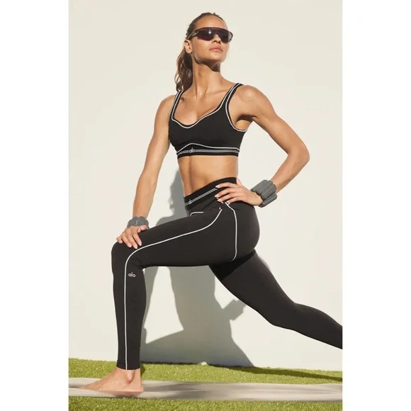 Alo Yoga Airbrush High-Waist Heart Throb Legging Black/White S